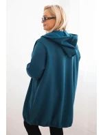 Dámská mikina Plus Size zateplená s kapucí a zipem mořská