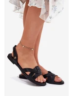 Ploché dámské sandály z eko kůže černé Illoria Ploché dámské sandály z eko kůže černé Illoria