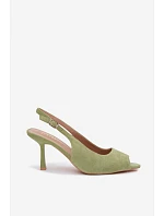 Dámské sandály na jehlovém podpatku Eko semiš zelené Sevina