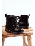 Dětské Kožené Kozačky Se Zipem Černe Omua