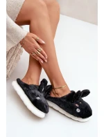 Futrzane Pantofle S Motivem Králíčka Černé Natasha Futrzane Pantofle S Motivem Králíčka Černé Natasha