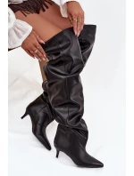 Dámské kozačky na jehlovém podpatku Ysolienne – černé