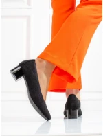 Designové lodičky dámské černé na širokém podpatku Designové lodičky dámské černé na širokém podpatku