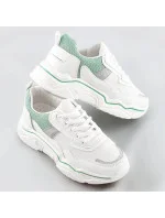 Bílo-mátové dámské sneakersy s brokátovými vsadkami (LU-2) Bílo-mátové dámské sneakersy s brokátovými vsadkami (LU-2)