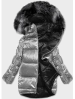 Šedo-černá oboustranná oversize bunda (h-1088-61) Šedo-černá oboustranná oversize bunda (h-1088-61)