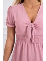 Šaty s vázaným výstřihem do V tmavě růžové