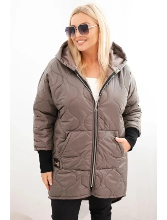 Dámská zimní bunda Plus Size prošívaná s kapucí fango