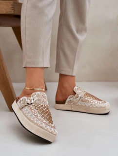 Zdobené Klapky Na Platformě Béžové Terfitra