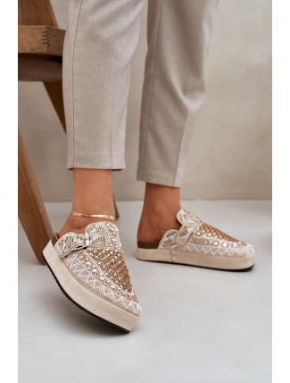 Zdobené Klapky Na Platformě Béžové Terfitra