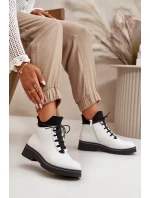 Dámské Zateplené Kotníkové Boty z Eko Kůže Bílé