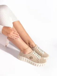 Stylové dámské  polobotky hnědé platforma