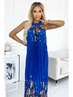 456-1 ESTER Plisované saténové maxi šaty - CHABRERA KVĚTINY