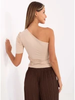 Béžové dámské tričko přes jedno rameno (190101)