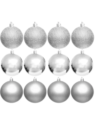 DEKORATIVNÍ PLASTOVÁ CETKA BEZPEČNÁ 12KS PRŮMĚR 60MM STŘÍBRNÁ