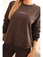 Dámská bavlněná souprava s potiskem Minimal hnědá