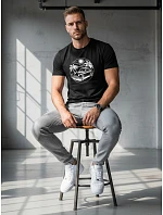 Pánské bavlněné tričko s potiskem černé FashionStreet NX042R