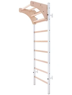 DŘEVĚNÝ KOVOVÝ GYMNASTICKÝ ŽEBŘÍK PRO 4 MADLA S DŘEVĚNOU TYČÍ BENCHK 211W