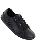 Dámské kožené barefoot ažurové černé boty Gino Fabiani OL38-6