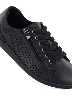 Dámské kožené barefoot ažurové černé boty Gino Fabiani OL38-6