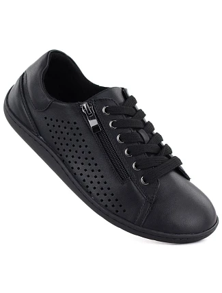 Dámské kožené barefoot ažurové černé boty Gino Fabiani OL38-6