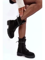 Semišové pracovní kotníkové boty s bižuterním zdobením, černý Marx