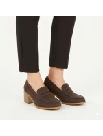 Dámské semišové boty na podpatku hnědé M.Daszynski MR2201D-3A