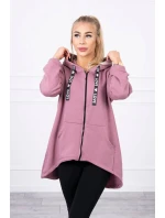 Mikina s delšími zády a kapucí tmavě růžová