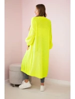 Svetr dlouhý kardigan žlutá neon