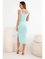 Dámský komplet top a žebrovaná sukně mentolová