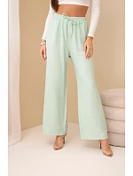Kalhoty z viskózy se širokou nohavicí mentolové