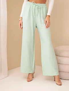 Kalhoty z viskózy se širokou nohavicí mentolové