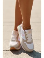 Semišové Dámské Tenisky Big Star RR274A047 HI-POLY SYSTEM Béžovo-Bílé