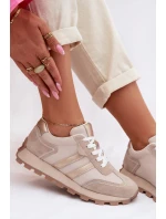 Semišové dámské tenisky na platformě S.Barski LR61-7097 tmavě béžové