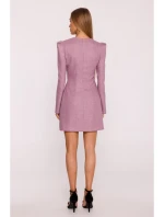 M869 Tweed šaty s výstřihem do V - marsala