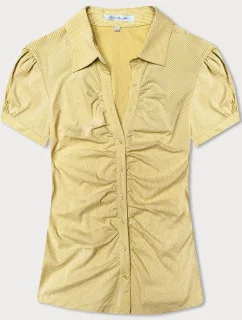 Žlutá pruhovaná halenka s krátkými rukávy (SST16222D)