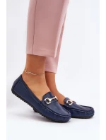 Dámské klasické mokasíny z ekokože v tmavě modré Demese