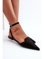 Šněrovací baleríny z eko semiše s špičatými špičkami Černé Ellesara