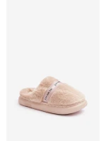 Kožené pantofle s ozdobným páskem béžové Savalithea