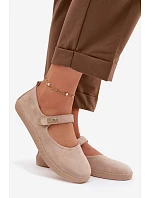 Kožené semišové baleríny Barefoot s páskem Zazoo 10206 béžové Kožené semišové baleríny Barefoot s páskem Zazoo 10206 béžové