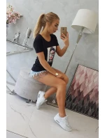 Dámská grafická halenka černá Dámská grafická halenka černá