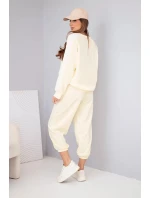 Dámský máslový komplet s lampasem a nápletem žlutý