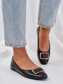 Eko kožené baleríny se zdobením černé Tulnelia