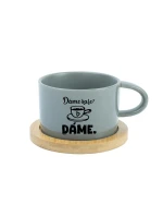 DÁME KAFE? DÁME. - šedý hrníček makronka 200 ml