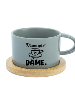 DÁME KAFE? DÁME. - šedý hrníček makronka 200 ml