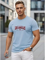 Pánské bavlněné tričko s nápisem, světle modré, FashionStreet NX5136R Pánské bavlněné tričko s nápisem, světle modré, FashionStreet NX5136R