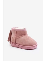 Dětské zateplené sněhule s mašlemi na špičce Růžové Mikyla