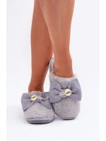 Dámské Pantofle S Kožešinou A Mašlí Šedé Olfedi