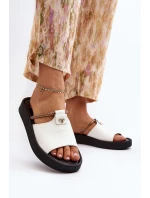 Dámské kožené žabky Zazoo 2896 Bílo-černé Dámské kožené žabky Zazoo 2896 Bílo-černé