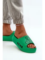 Dámské pěnové žabky na masivní podrážce s medvídkem Zelené Lamira