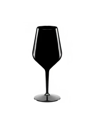 Černá nerozbitná plastová sklenice na víno 470 ml